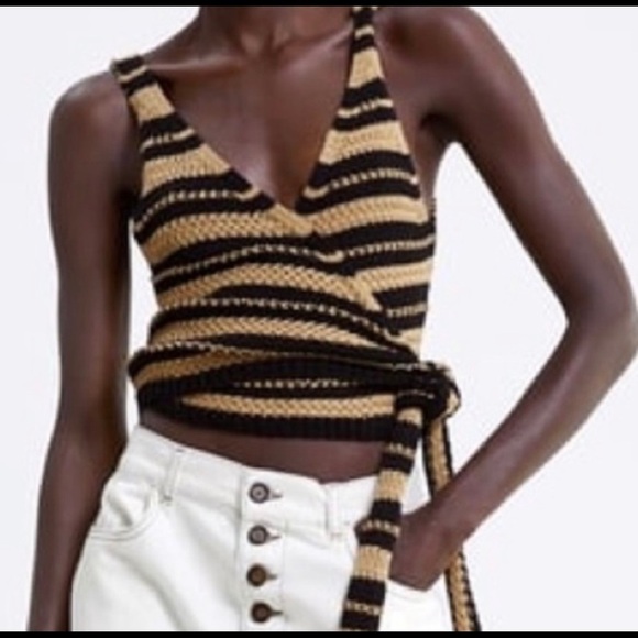ZARA Knit Wrap Tank Sweater NWT - Picture 2 of 9